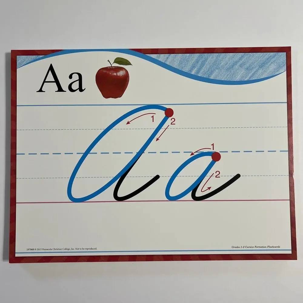 Abeka Grades 1 and 2 Cursive Formation Flashcards Large A to Z and 1 to 10